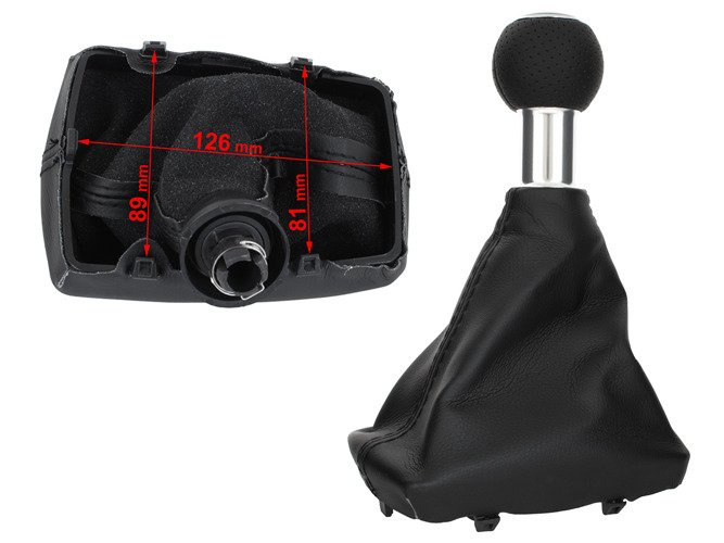 Audi A4 B7 04-08 Gear shift knob BLACK + Lever Gaiter BLACK bieg wsteczny NA DOLE