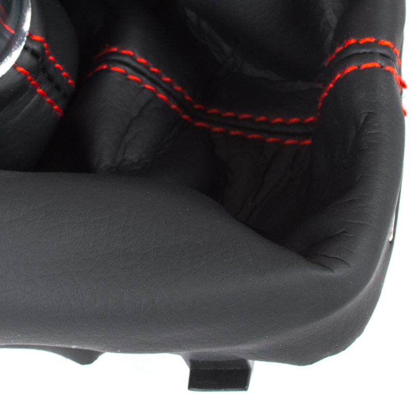 Audi A3 I 8L 96-03 Gear shift knob BLACK + Lever Gaiter BLACK Red thread 6 Gears