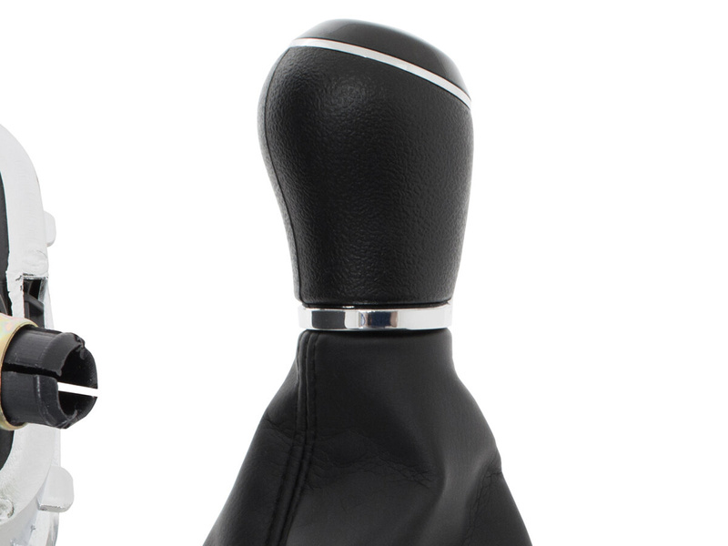 VW Polo V 6R 2009- Gear shift knob BLACK + Lever Gaiter with frame CHROM 6 Gears
