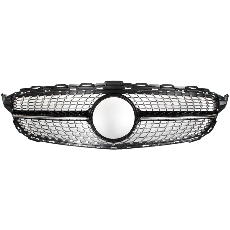 Mercedes C KLASA W205 14-18 atrapa między reflektory (grill) DIAMOND PIANO BLACK + CHROM BEZ OTWORU