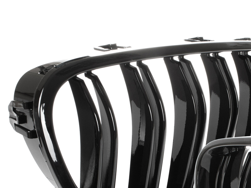 BMW 5 F10 / F11 10-17 atrapy między reflektory (nerki) lewa + prawa kpl. BLACK GLOSSY DOUBLE BAR