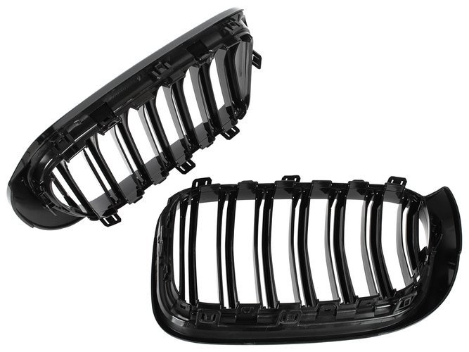 BMW X4 F26 14-17 atrapy między reflektory (nerki) lewa + prawa kpl. BLACK GLOSSY DOUBLE BAR