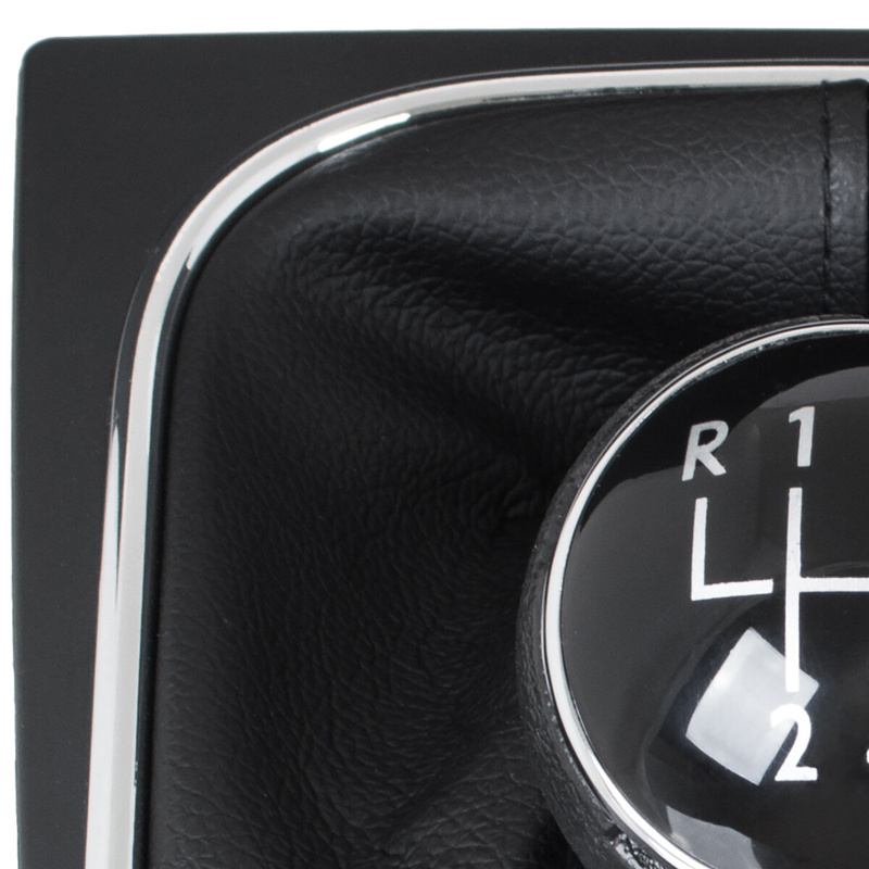 VW GOLF MK6 VI 08-12 Gear / gearbox knob BLACK + SILVER RING + BLACK LID 5+R + Lever Gaiter WITH CHROME FRAME