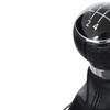 VW GOLF MK6 VI 08-12 Gear / gearbox knob BLACK + SILVER RING + BLACK LID 5+R + Lever Gaiter WITH CHROME FRAME