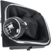 VW CADDY 04-09 Gear / gearbox knob BLACK + SILVER RING + BLACK LID 6+R + Lever Gaiter WITH CHROME FRAME