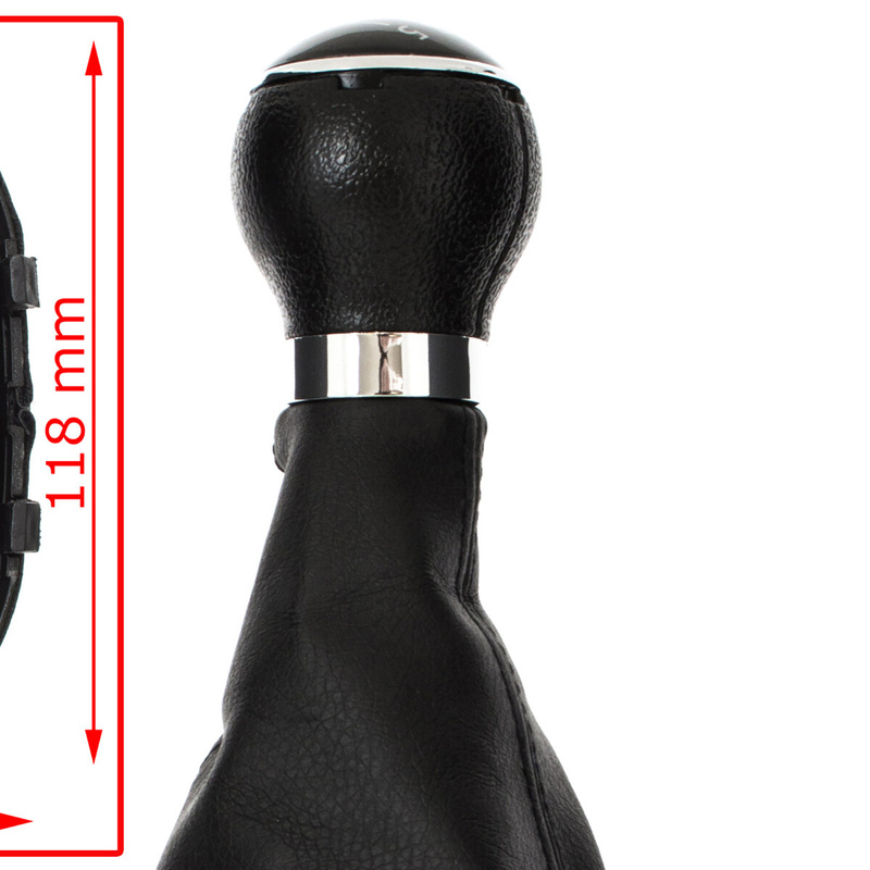 VW TOURAN 03-11 Gear / gearbox knob BLACK + SILVER RING + BLACK LID 5+R + Lever Gaiter WITH FRAME