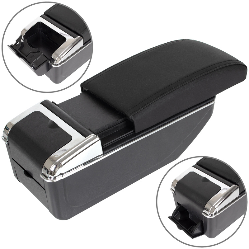 Ford Focus MK3 2014-2018 LIFT podłokietnik ze schowkiem CZARNA EKOSKÓRA + zestaw montażowy