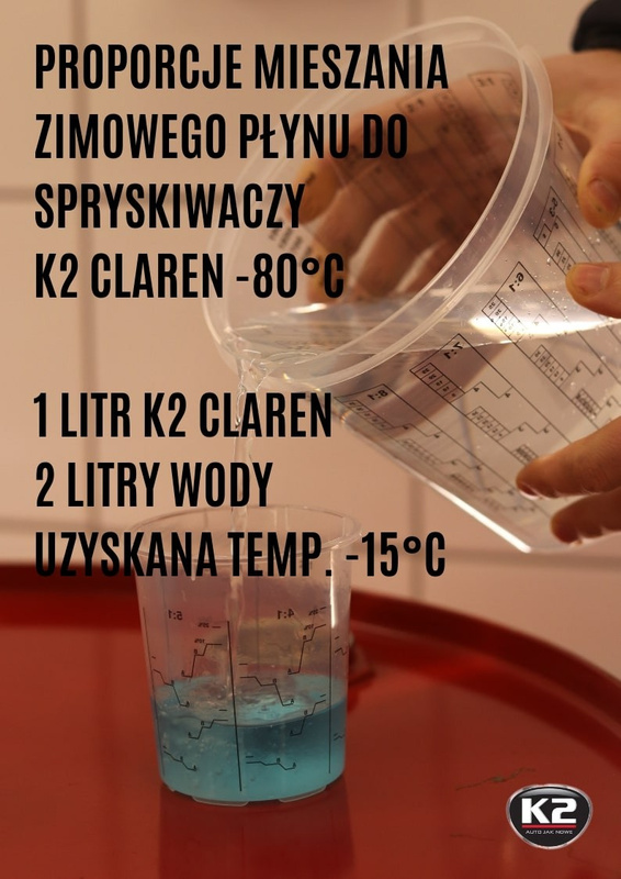 Koncentrat płynu do spryskiwaczy zimowy K2 CLAREN -80°C 1L K611