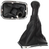 VW Golf IV 97-03 Gear shift knob BLACK + Lever Gaiter with frame CHROM 6 Gears Hole 23MM