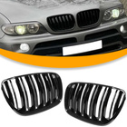 BMW X5 E53 FL 04-06 atrapy między reflektory (nerki) lewa + prawa kpl. DOUBLE SLAT GLOSSY BLACK