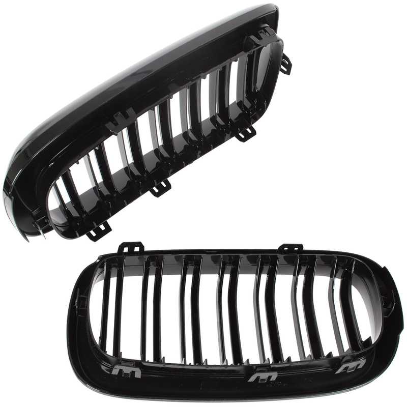 BMW X6 F16 14-19 atrapy między reflektory (nerki) lewa + prawa kpl. BLACK GLOSSY DOUBLE BAR
