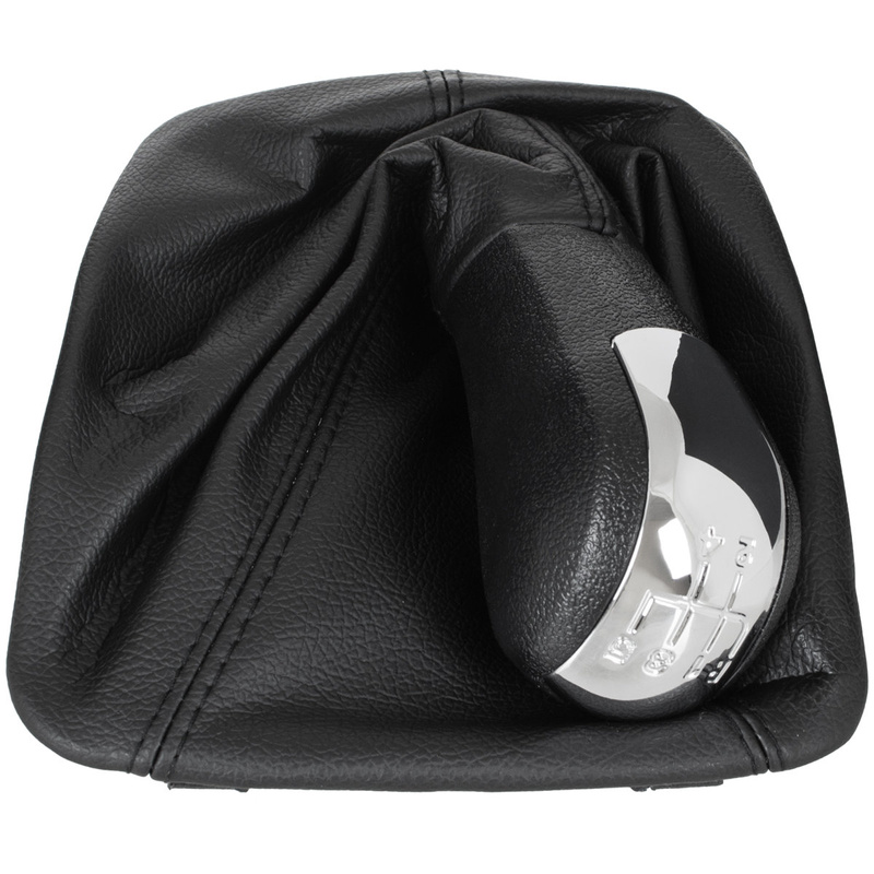 SKODA OCTAVIA MK2 II 04-11 Gear / gearbox knob BLACK + CHROME LID 5+R + LEATHER Lever Gaiter WITH FRAME