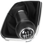 VW GOLF MK4 IV 98-05 Gear / gearbox knob BLACK + SILVER RING + BLACK LID 5+R + Lever Gaiter WITH CHROME FRAME (12MM)