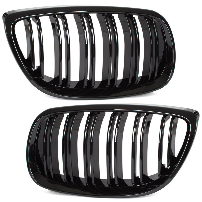BMW 3 E92 E93 06-10 atrapy między reflektory (nerki) lewa + prawa kpl. BLACK GLOSSY DOUBLE BAR