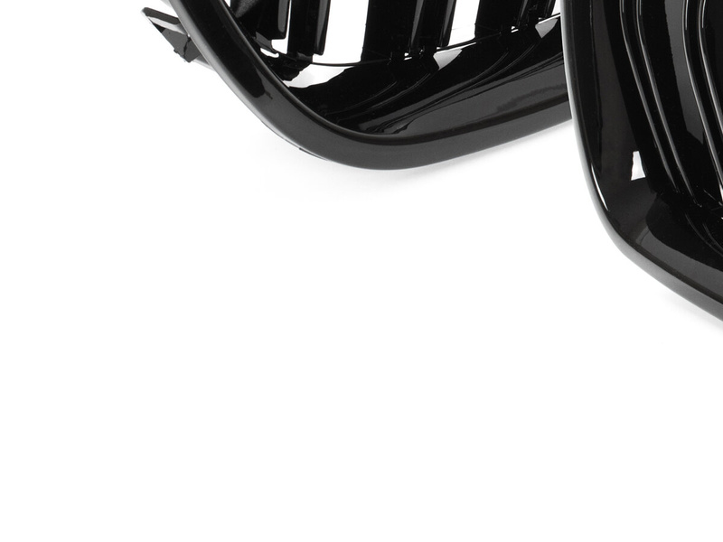 BMW 5 F10 / F11 10-17 atrapy między reflektory (nerki) lewa + prawa kpl. BLACK GLOSSY DOUBLE BAR