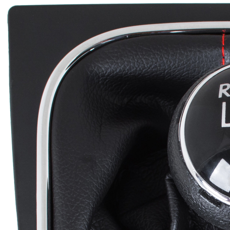 VW Golf V Plus 05-08 Gear shift knob + BLACK Lever Gaiter Red thread + frame CHROM 5 Gear