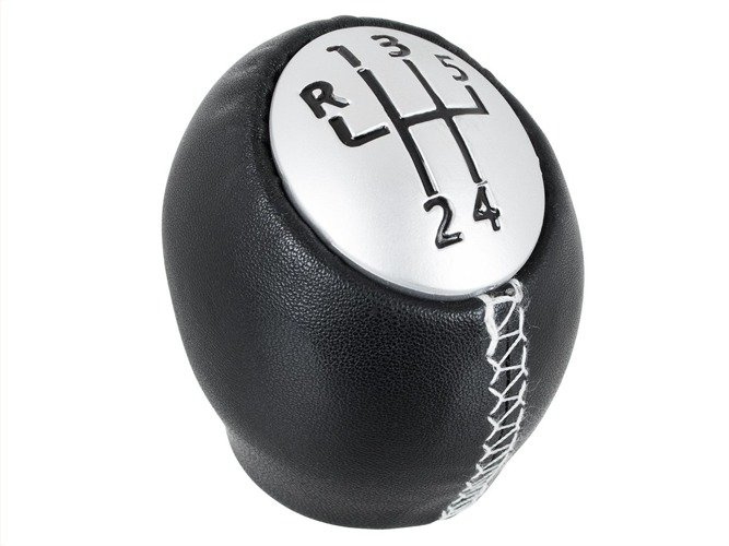 Renault Fluence Gear shift knob 5 speed black leather + SILVER